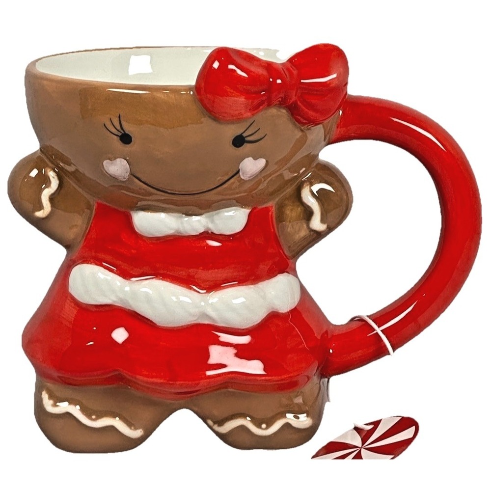 Peppermint Place Gingerbread Girl Mug Cute Christmas Holiday Coffee Cup